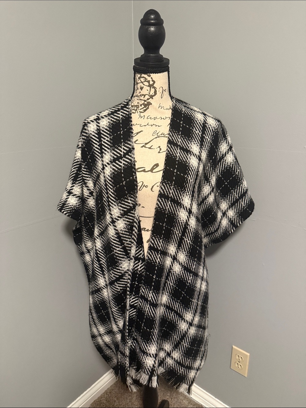 Loft Plaid Wrap Open Front